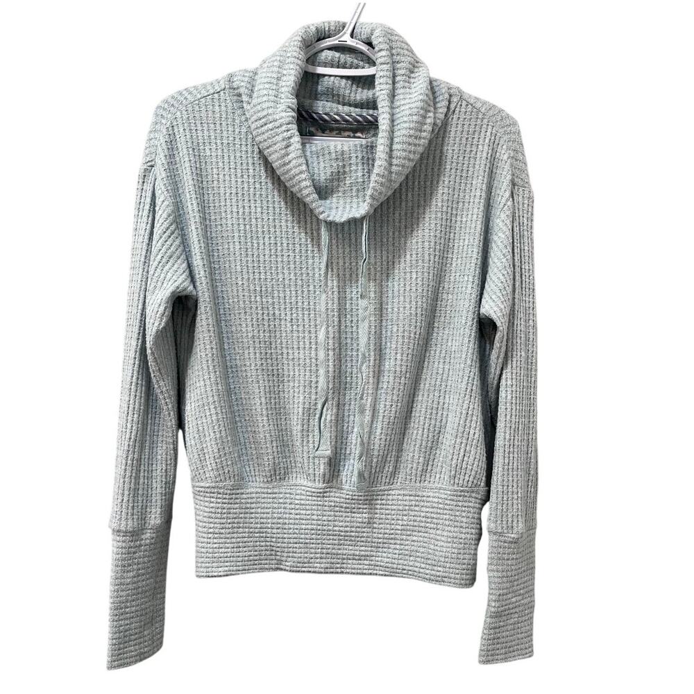 Anthropologie Women's Waffle Knit Cowl Neck Sweater Blue/Green XS